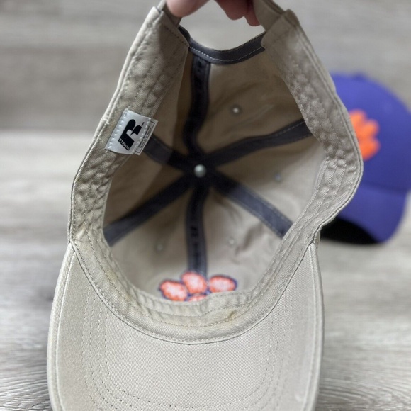 TWO Clemson Univ Tigers Baseball Caps Hat Purple Orange Paw NIKE Swoosh Russel - Picture 11 of 12
